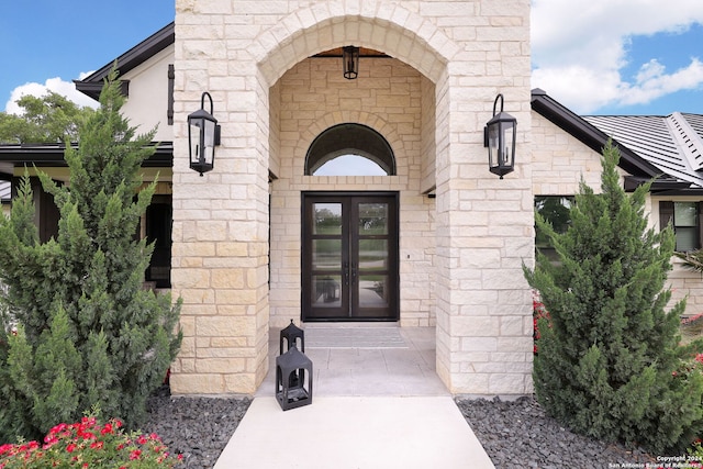 entrance to property with french doors