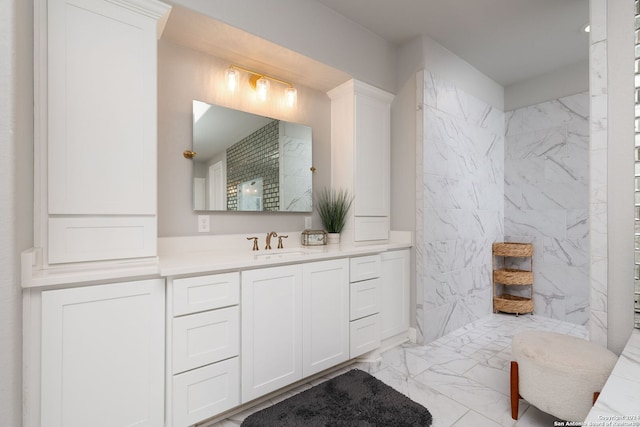 bathroom with vanity and tile floors