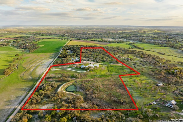 bird's eye view with a rural view