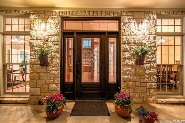 property entrance with french doors