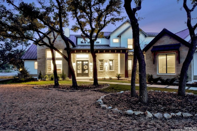 view of front of home with french doors