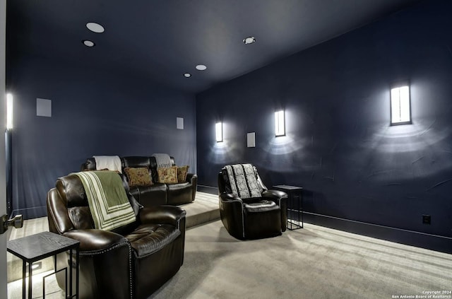 home theater room with carpet