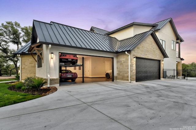 view of front facade with a garage