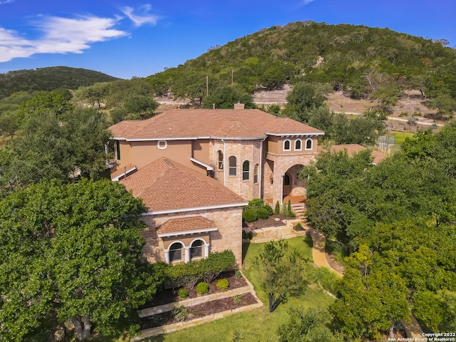 bird's eye view featuring a mountain view