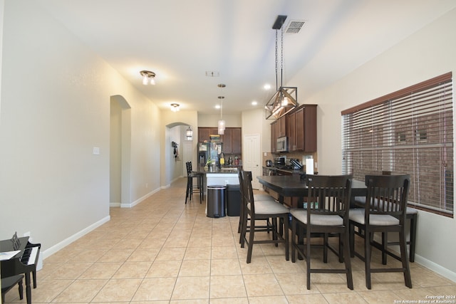 view of tiled dining space