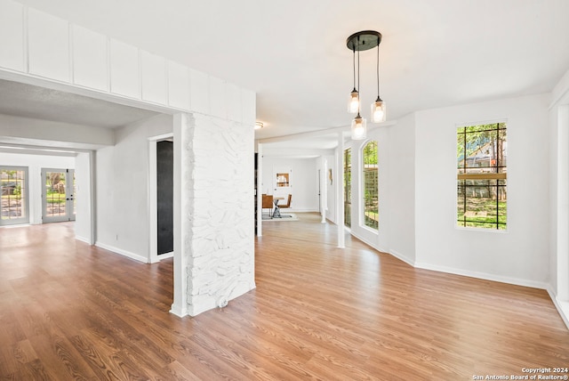 unfurnished room with a wealth of natural light and light hardwood / wood-style floors