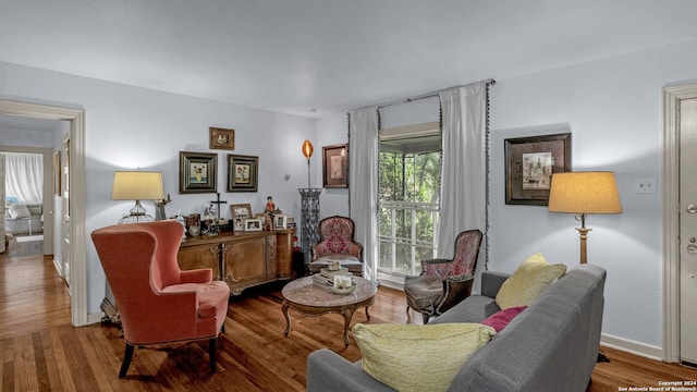 living area featuring wood-type flooring