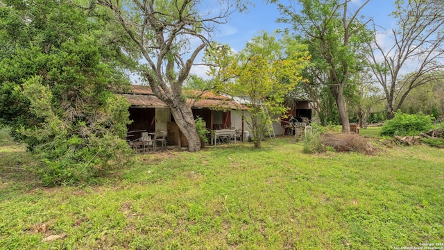 view of yard featuring an outdoor structure