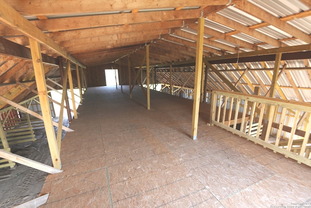 view of unfinished attic