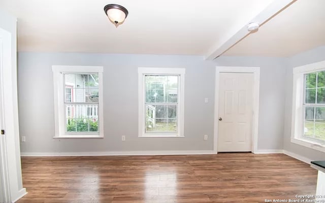 entryway with hardwood / wood-style floors and a healthy amount of sunlight