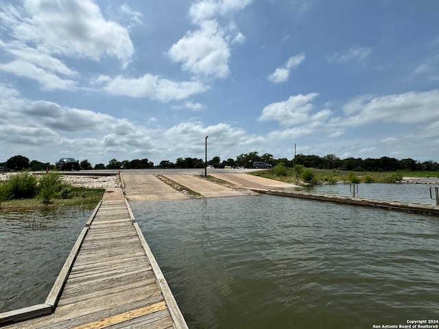 view of dock featuring a water view