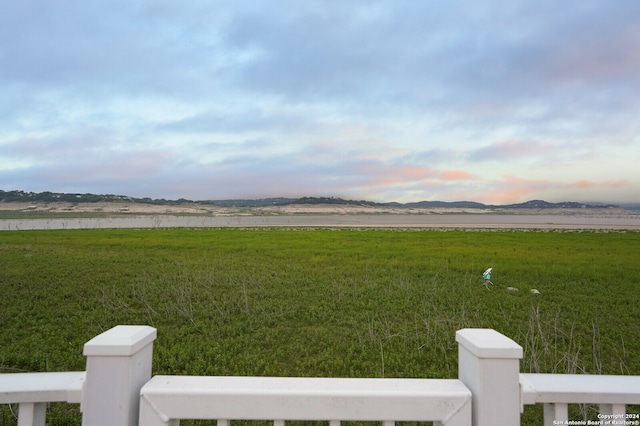 view of yard with a water view