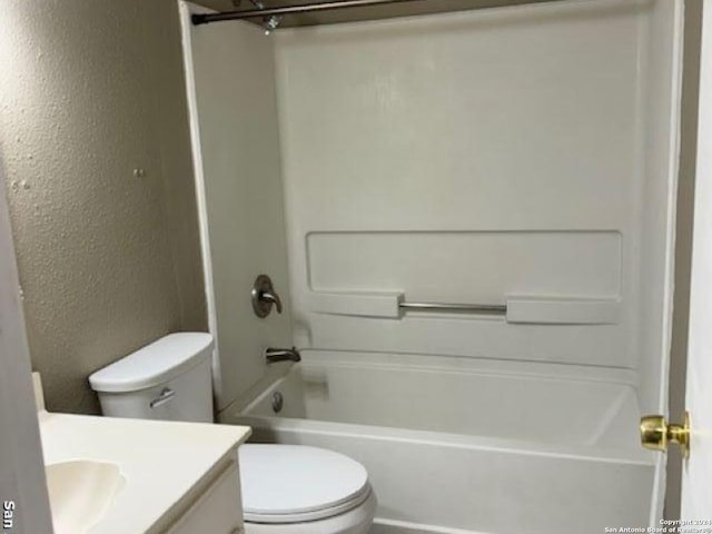 full bathroom with vanity, toilet, and shower / bathtub combination