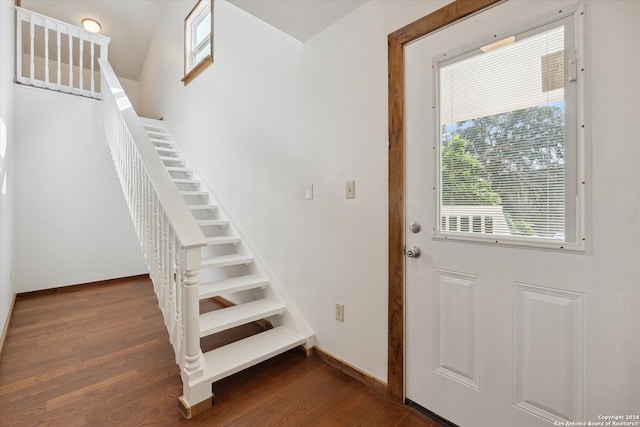 interior space with dark hardwood / wood-style flooring