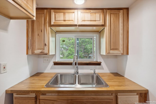 kitchen featuring sink and wood counters