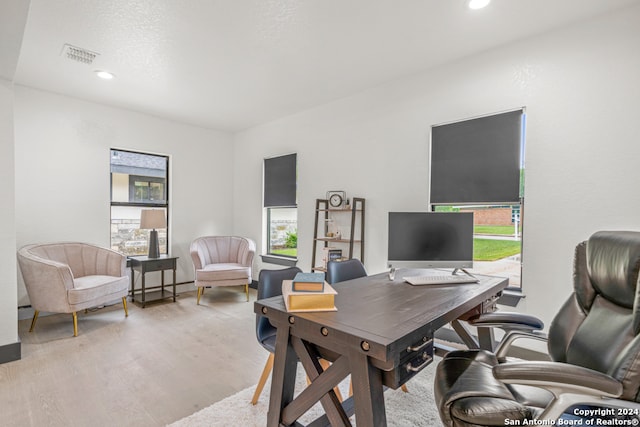 office area featuring hardwood / wood-style flooring