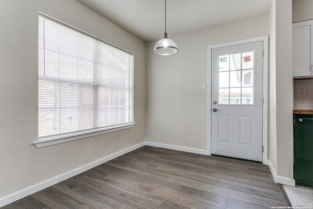 entryway with hardwood / wood-style floors