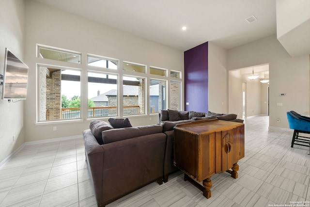 view of tiled living room