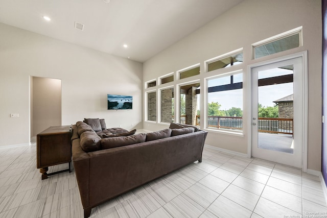 view of tiled living room