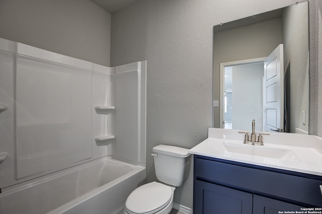 full bathroom featuring vanity, toilet, and shower / bathing tub combination