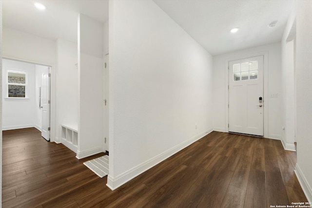 foyer entrance featuring dark hardwood / wood-style flooring