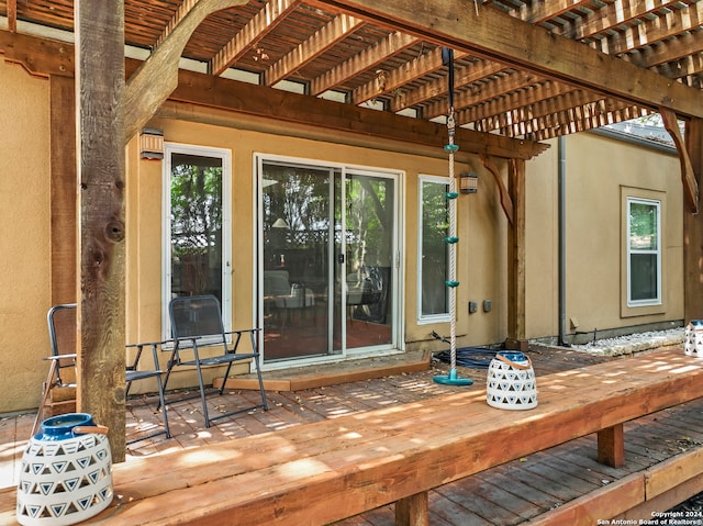 deck featuring a pergola