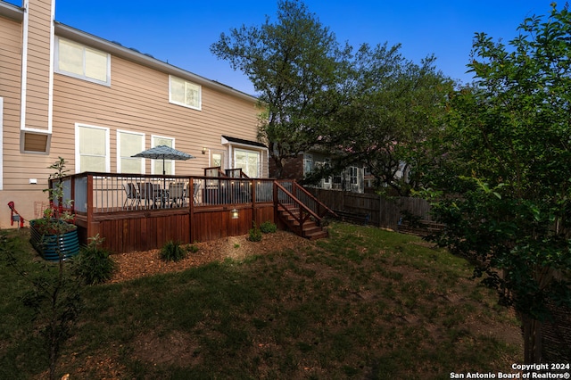 view of yard with a deck