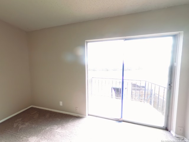 carpeted empty room with a textured ceiling and a wealth of natural light