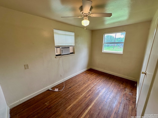 unfurnished room featuring ceiling fan and hardwood / wood-style flooring