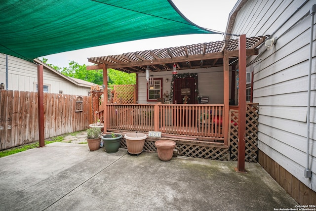 view of patio / terrace featuring a pergola