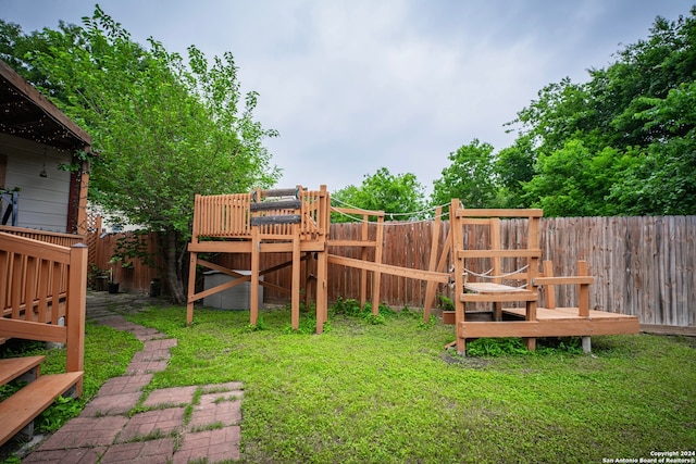 view of yard featuring a deck