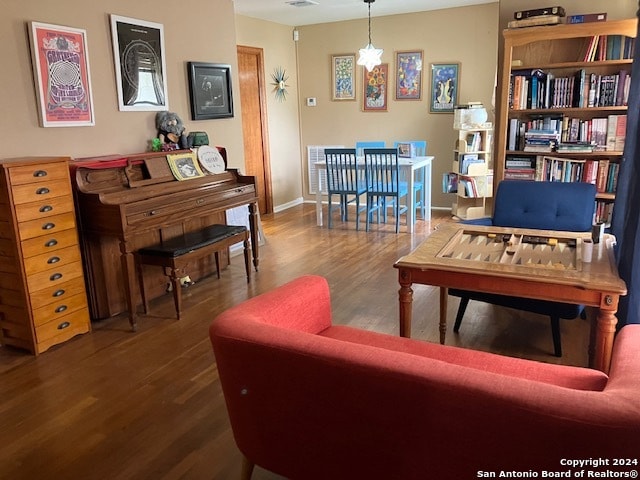 living room with wood-type flooring