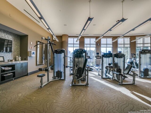 gym featuring expansive windows