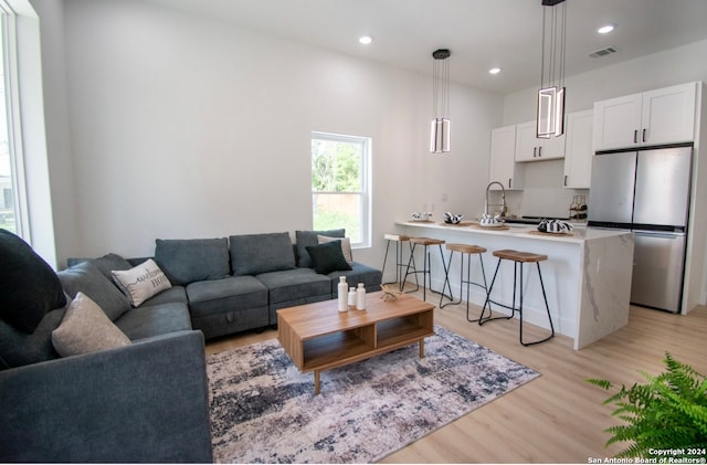 living room featuring light hardwood / wood-style flooring