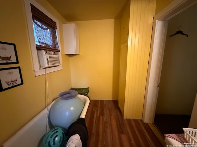 bathroom featuring wood-type flooring