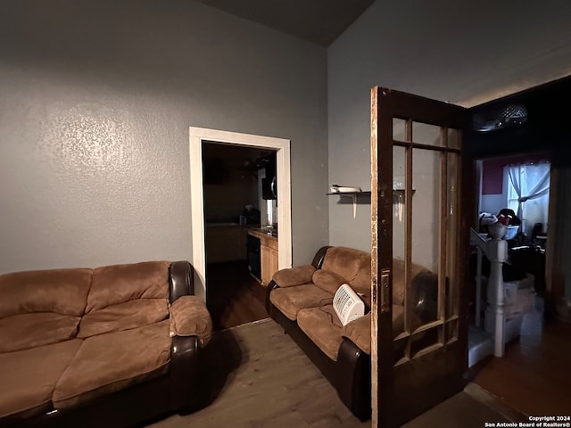 living room with wood-type flooring