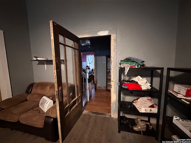 interior space with hardwood / wood-style flooring