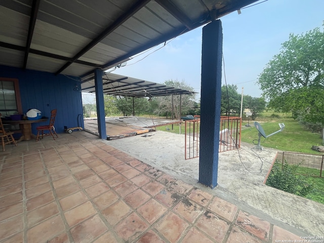 view of terrace with a pergola