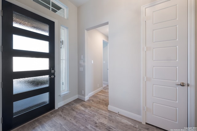 foyer featuring light wood-type flooring