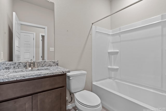 full bathroom with vanity, toilet, and tub / shower combination