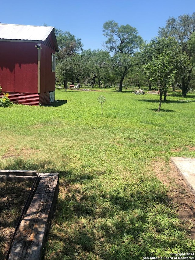 view of yard featuring an outdoor structure