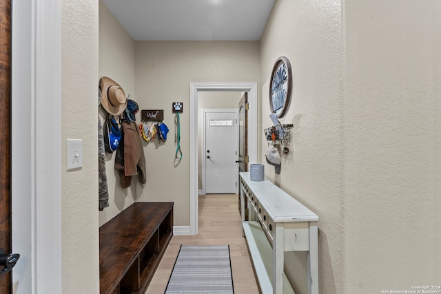 mudroom featuring light hardwood / wood-style flooring