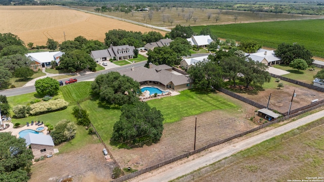 aerial view with a rural view