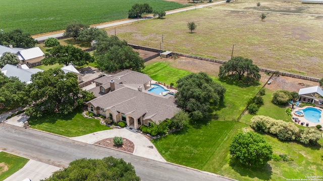 bird's eye view with a rural view