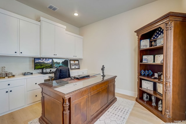 office space featuring light wood-type flooring