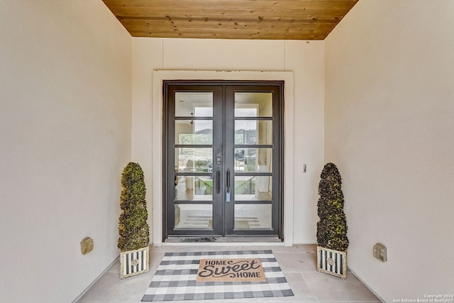 property entrance with french doors