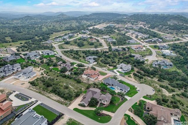 drone / aerial view with a mountain view