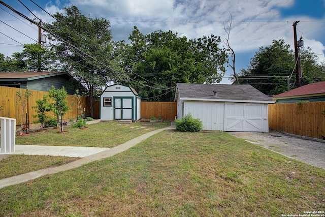 exterior space featuring a storage unit