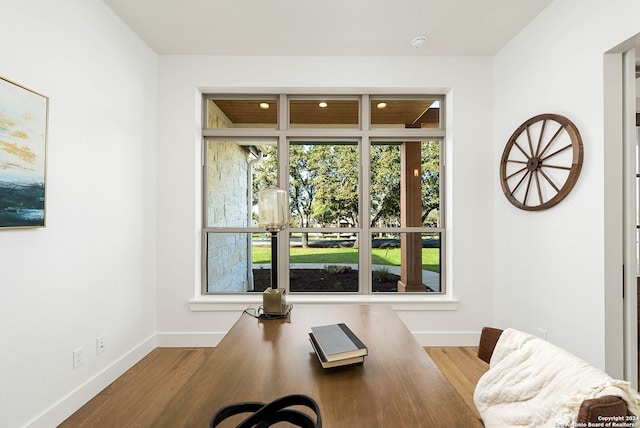 home office featuring light wood-type flooring