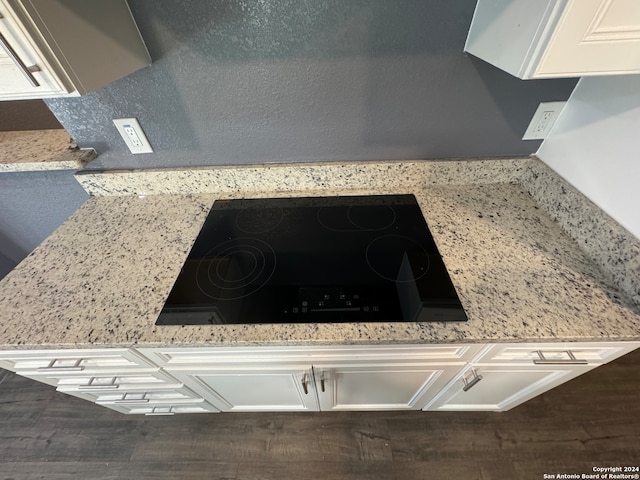 interior details featuring black electric stovetop and hardwood / wood-style flooring